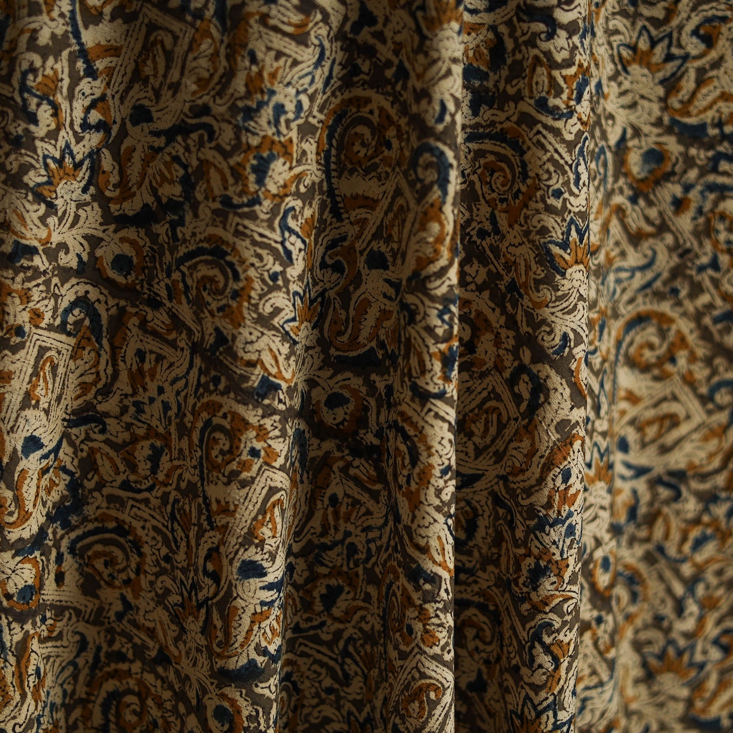 Pedana block print natural dyed cotton kalamkari fabric 10
