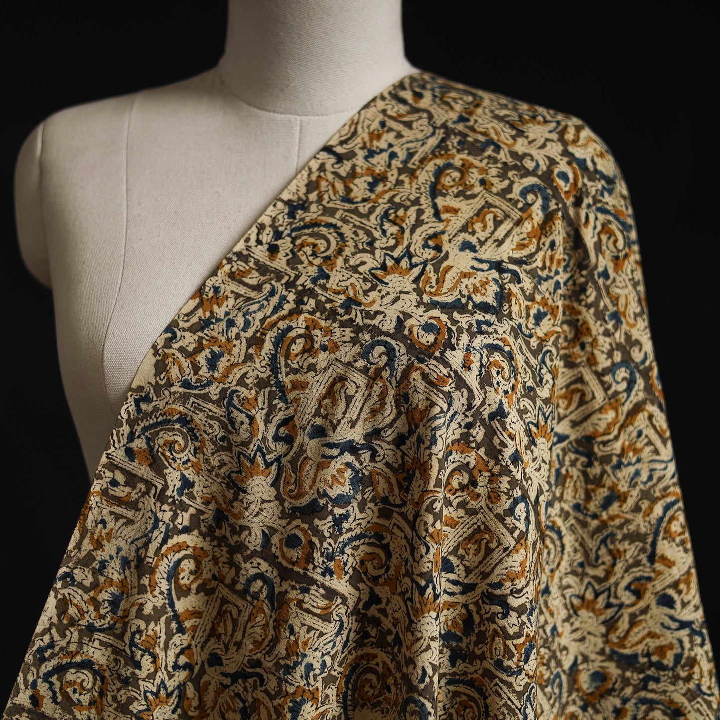 Pedana block print natural dyed cotton kalamkari fabric 10