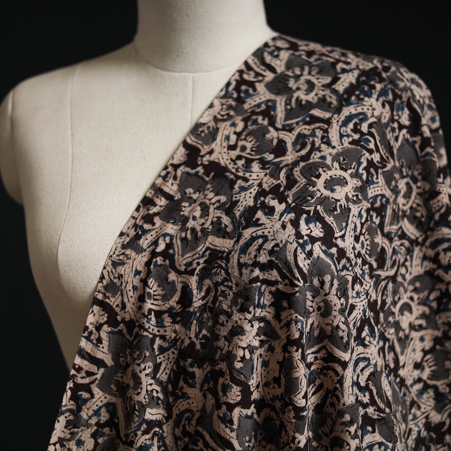 Pedana block print natural dyed cotton kalamkari fabric 11