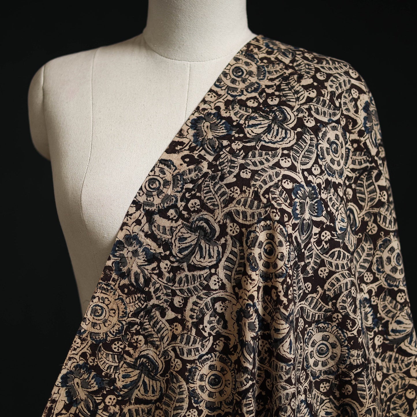 Pedana block print natural dyed cotton kalamkari fabric 13