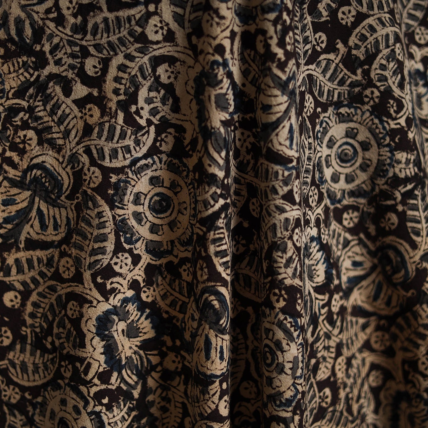 Pedana block print natural dyed cotton kalamkari fabric 13