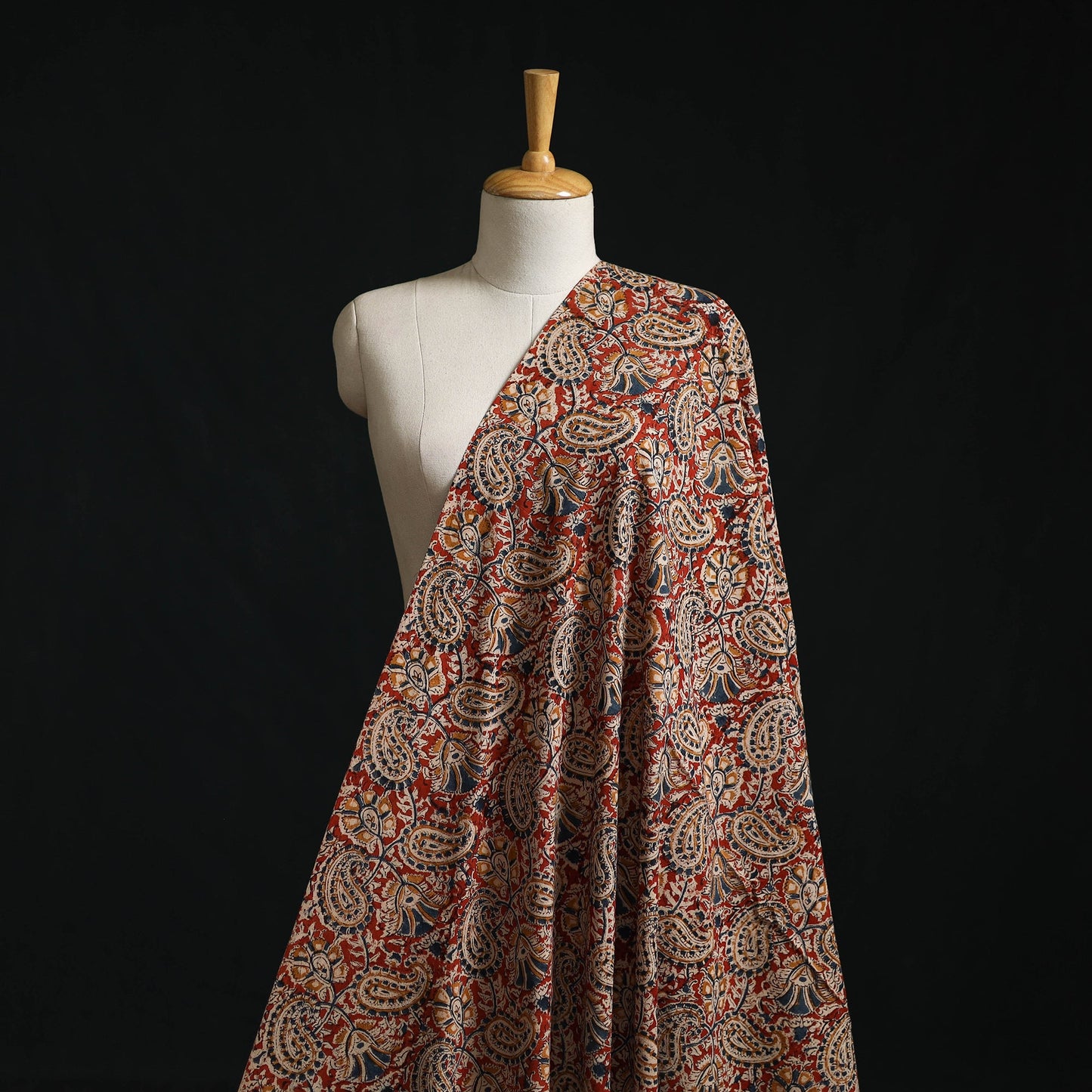 Pedana block print natural dyed cotton kalamkari fabric 17