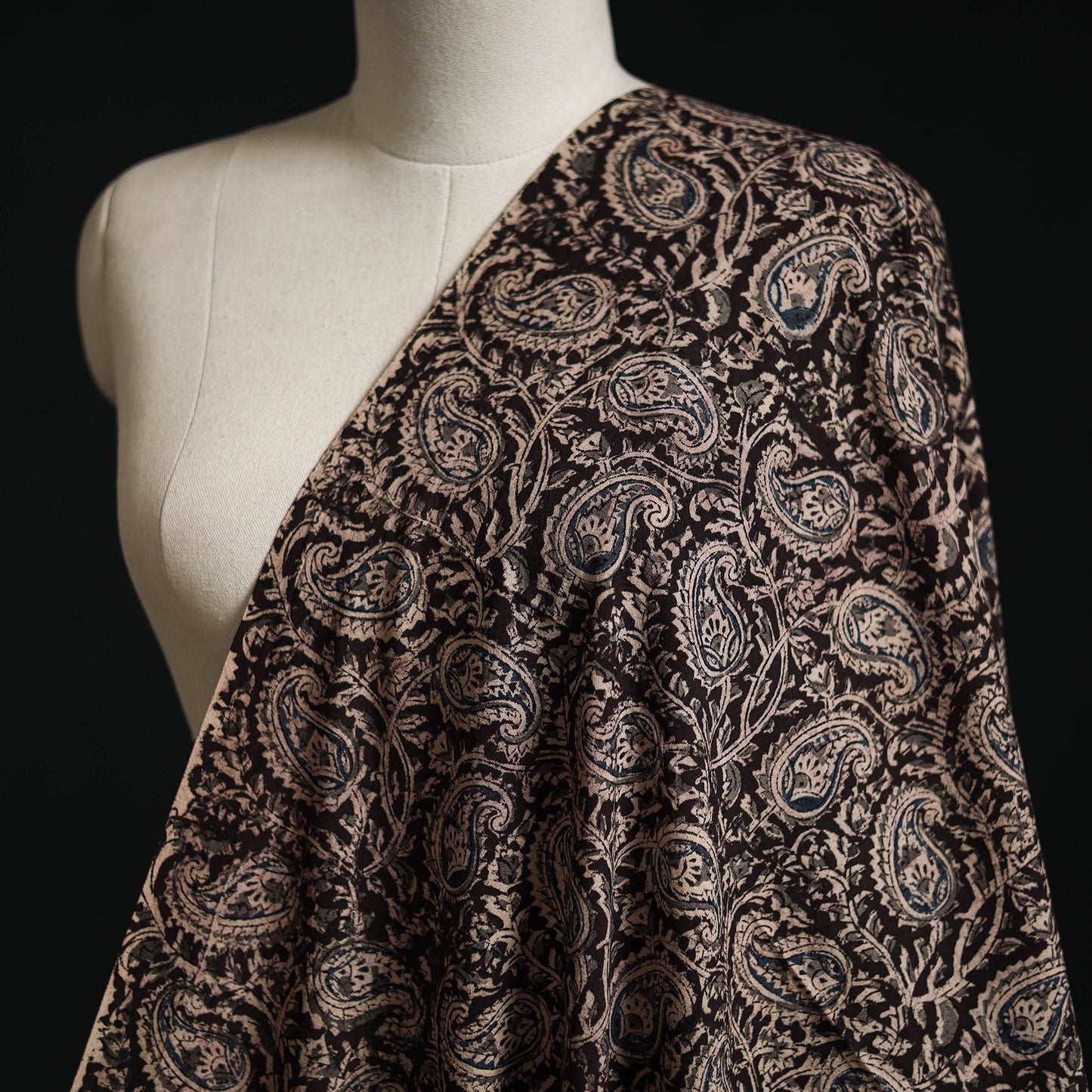 Pedana block print natural dyed cotton kalamkari fabric 21