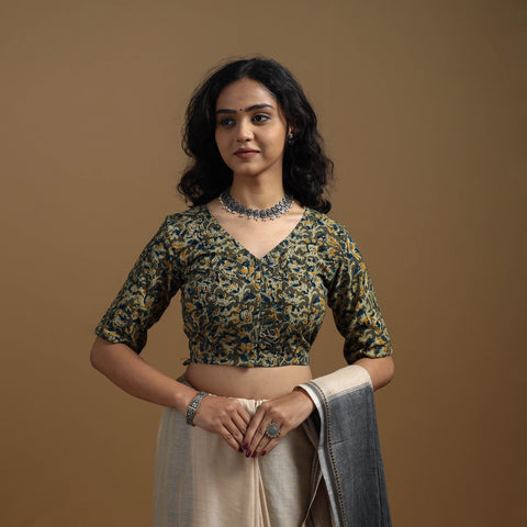 Pedana cotton natural dyed kalamkari readymade blouse 04