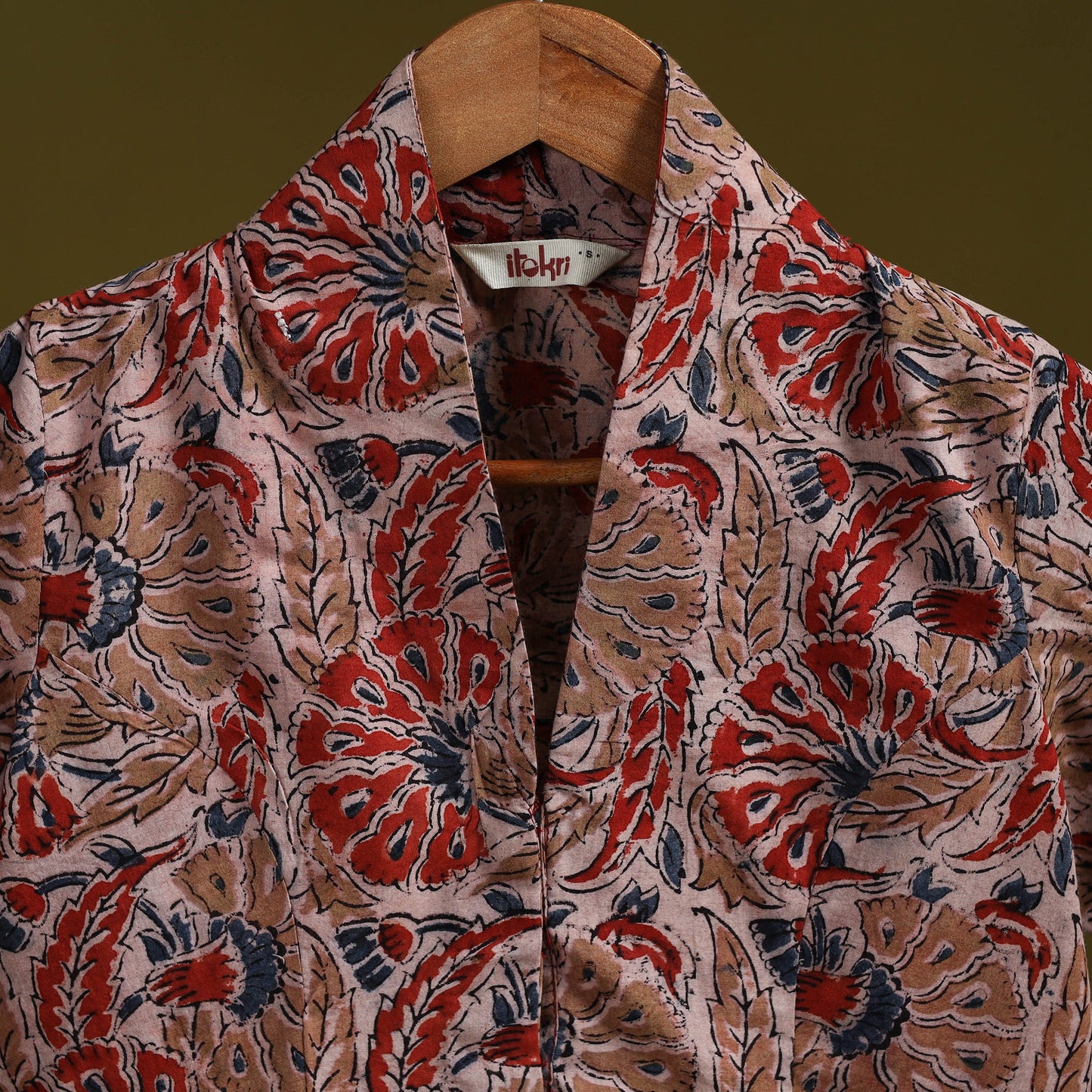 Pedana cotton natural dyed kalamkari readymade blouse 06