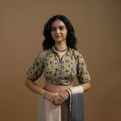 Pedana cotton natural dyed kalamkari readymade blouse 08