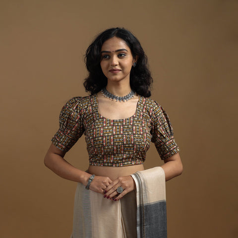 Pedana cotton natural dyed kalamkari readymade blouse 10