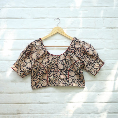 Buy Pedana Block Print Cotton Stitched Kalamkari Blouse