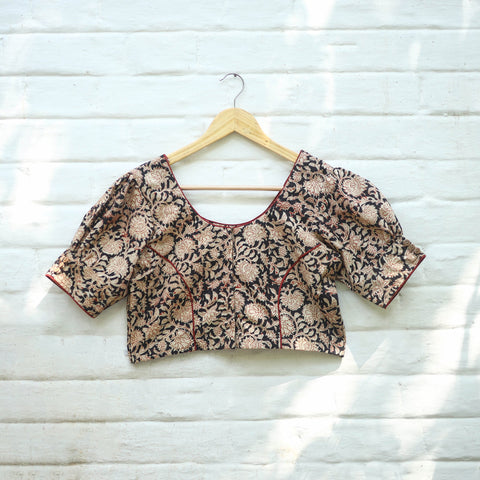 Buy Pedana Block Print Cotton Stitched Kalamkari Blouse