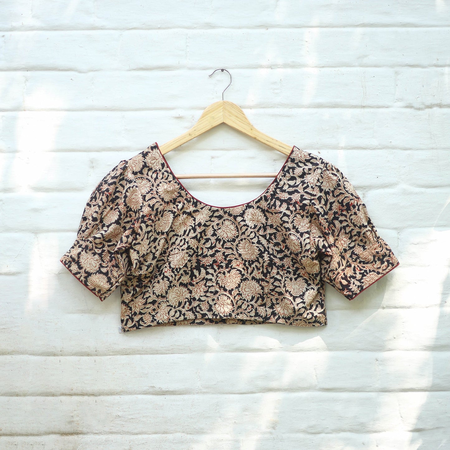 Buy Pedana Block Print Cotton Stitched Kalamkari Blouse