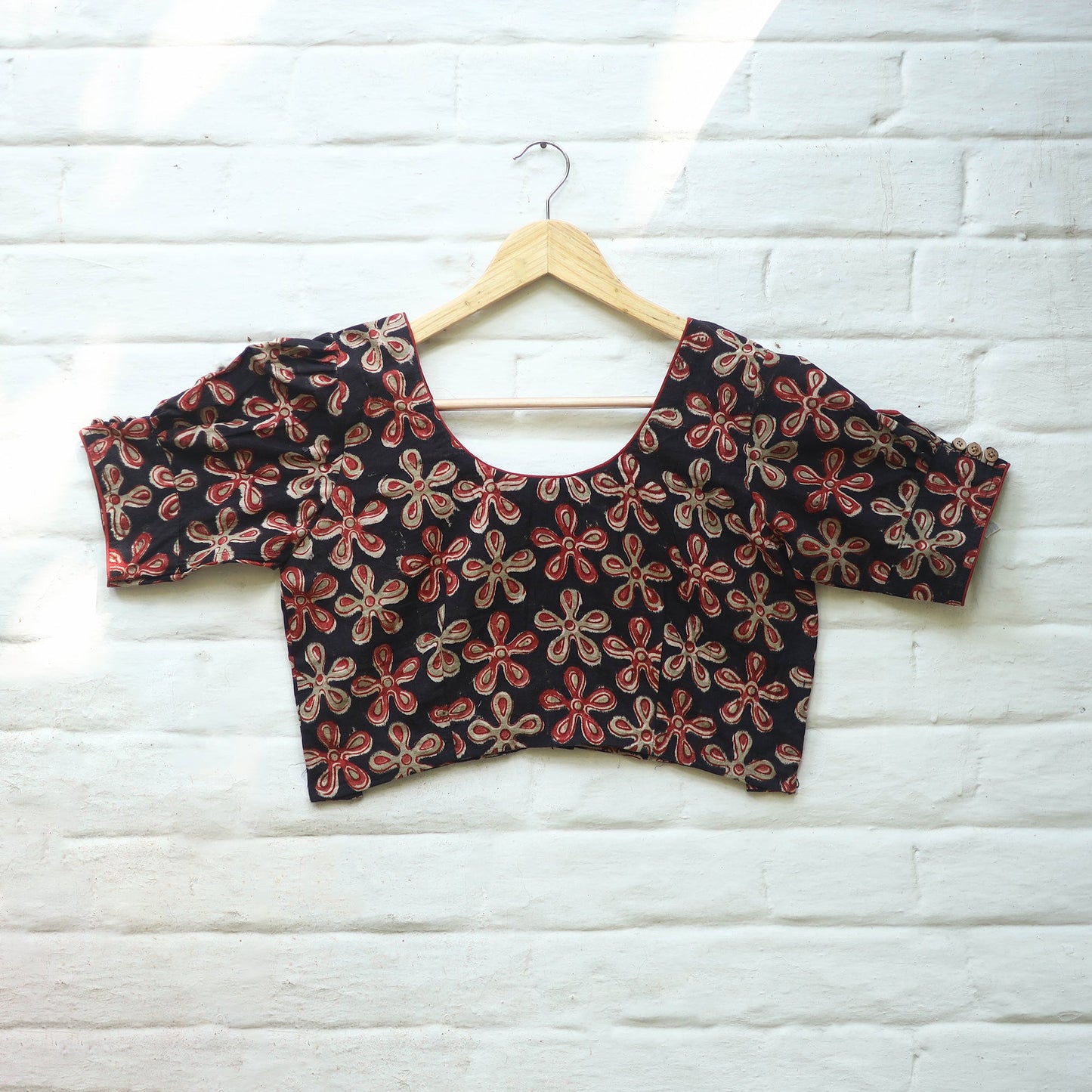 Buy Pedana Block Print Cotton Stitched Kalamkari Blouse