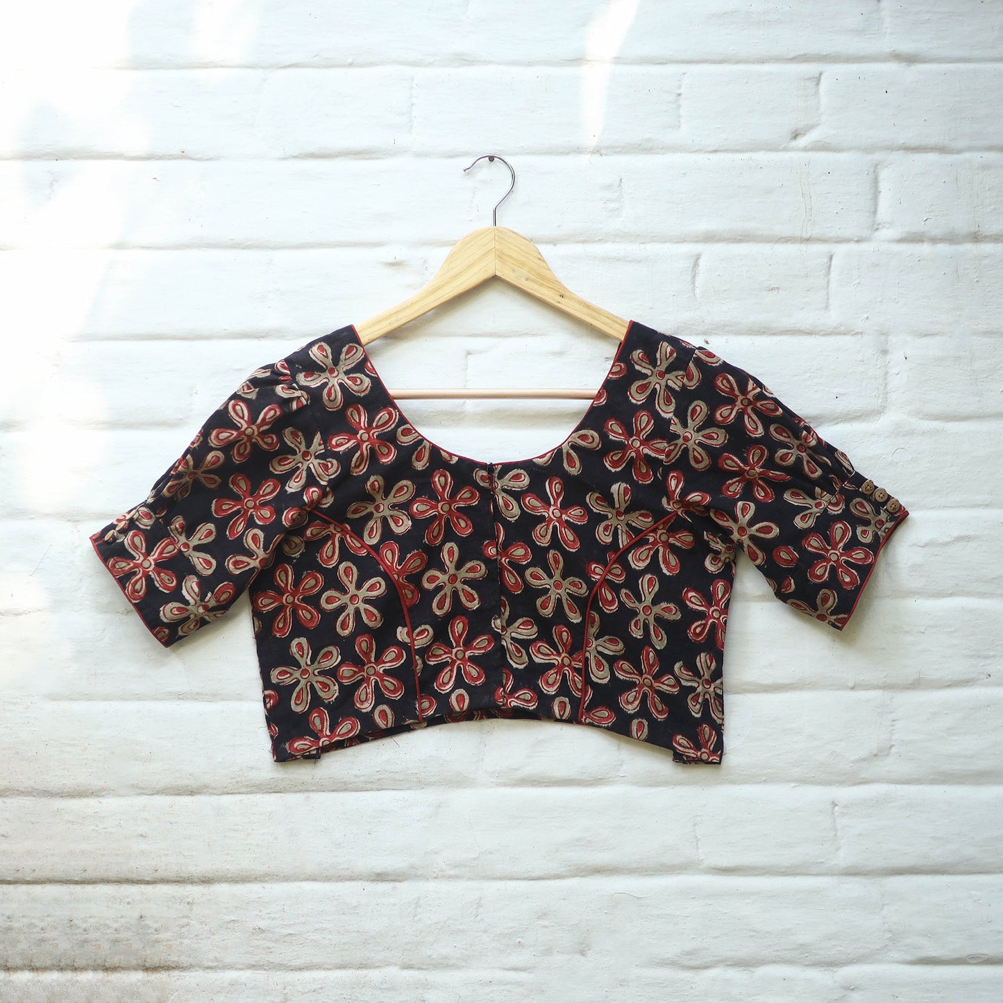 Buy Pedana Block Print Cotton Stitched Kalamkari Blouse