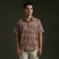 Pedana hand block print natural dyed cotton half sleeve men