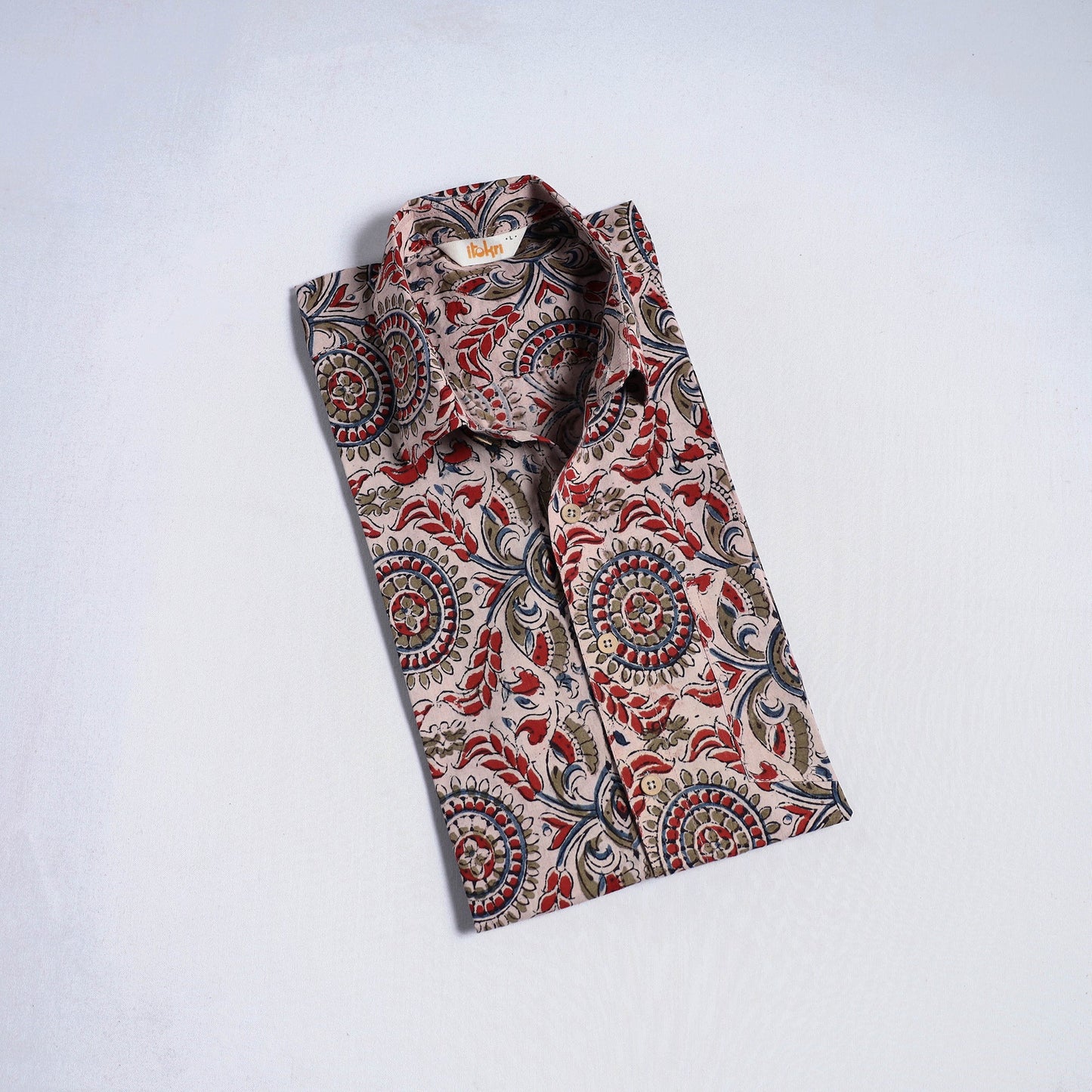 Pedana hand block print natural dyed cotton half sleeve men