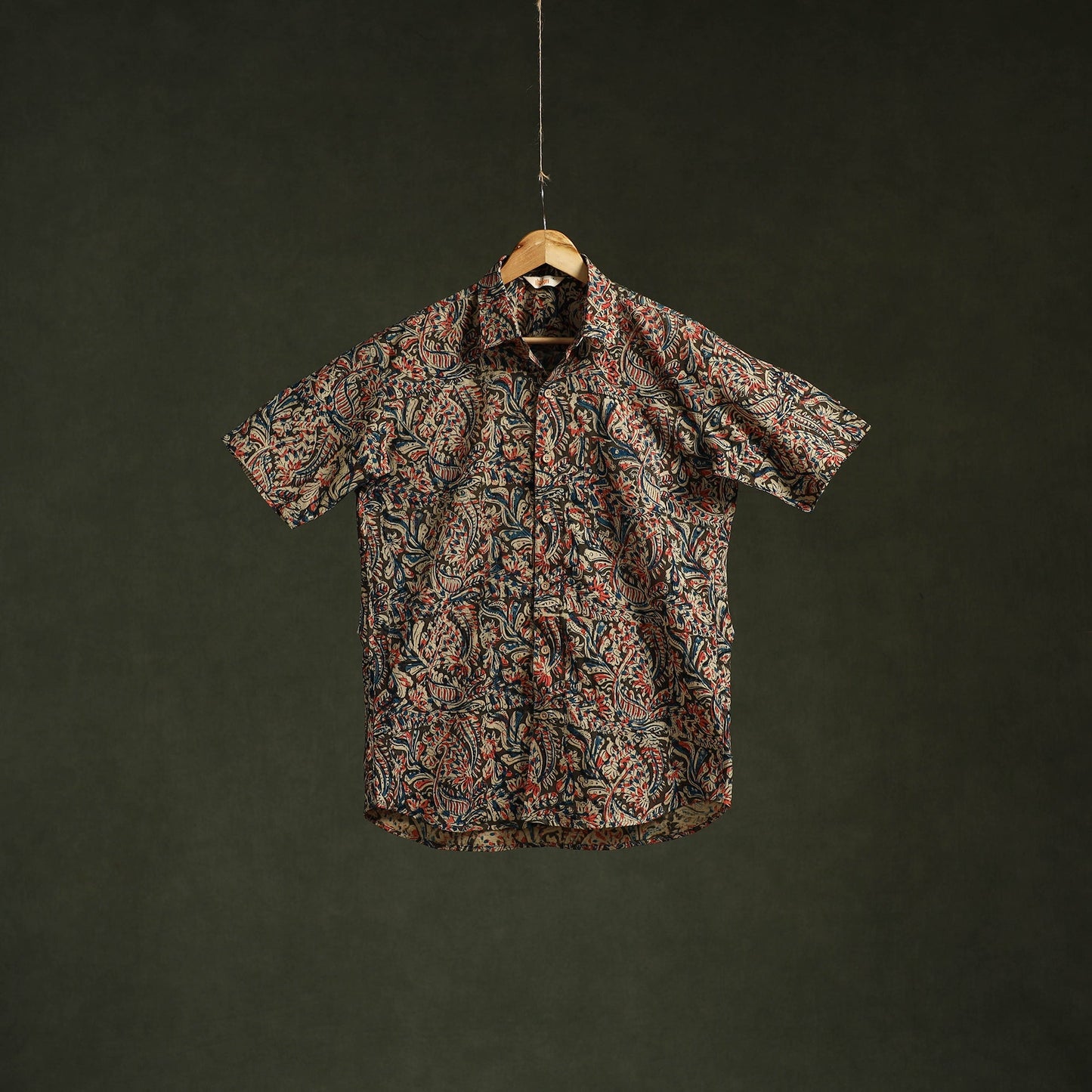 Pedana hand block print natural dyed cotton half sleeve men