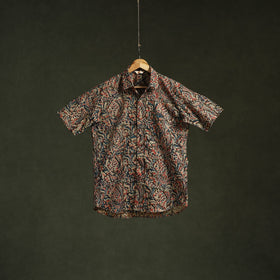 Pedana hand block print natural dyed cotton half sleeve men