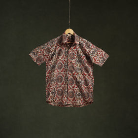 Pedana hand block print natural dyed cotton half sleeve men