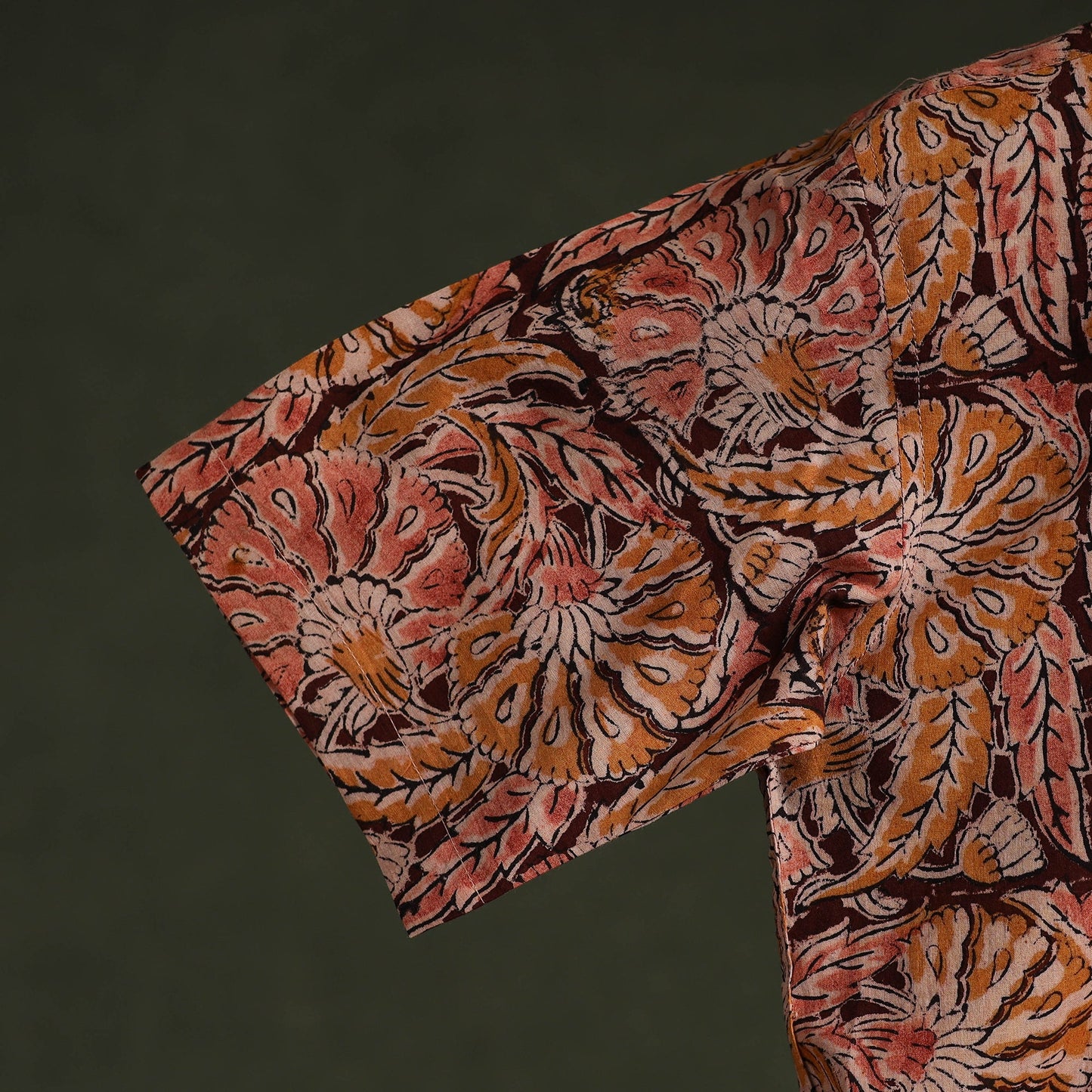 Pedana hand block print natural dyed cotton half sleeve men