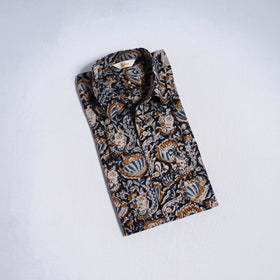 Pedana hand block print natural dyed cotton half sleeve men