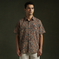 Pedana hand block print natural dyed cotton half sleeve men