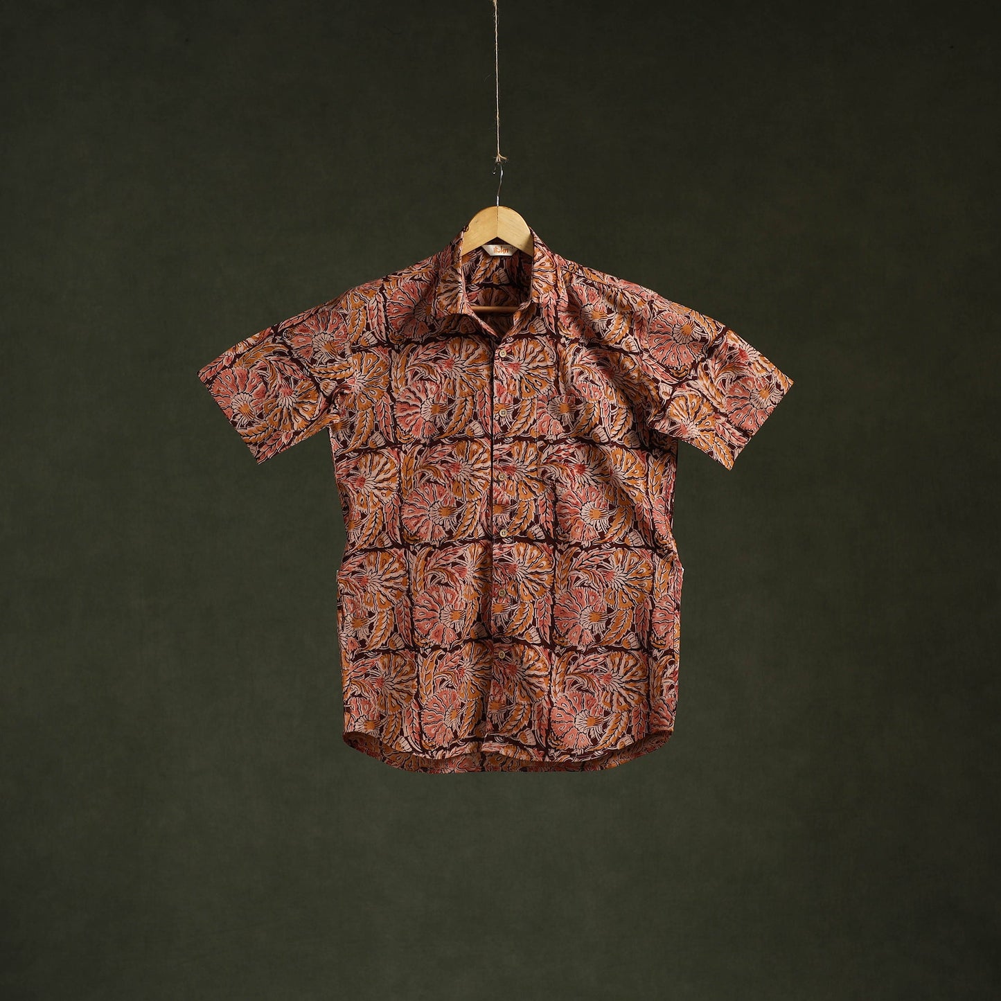 Pedana hand block print natural dyed cotton half sleeve men