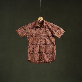 Pedana hand block print natural dyed cotton half sleeve men