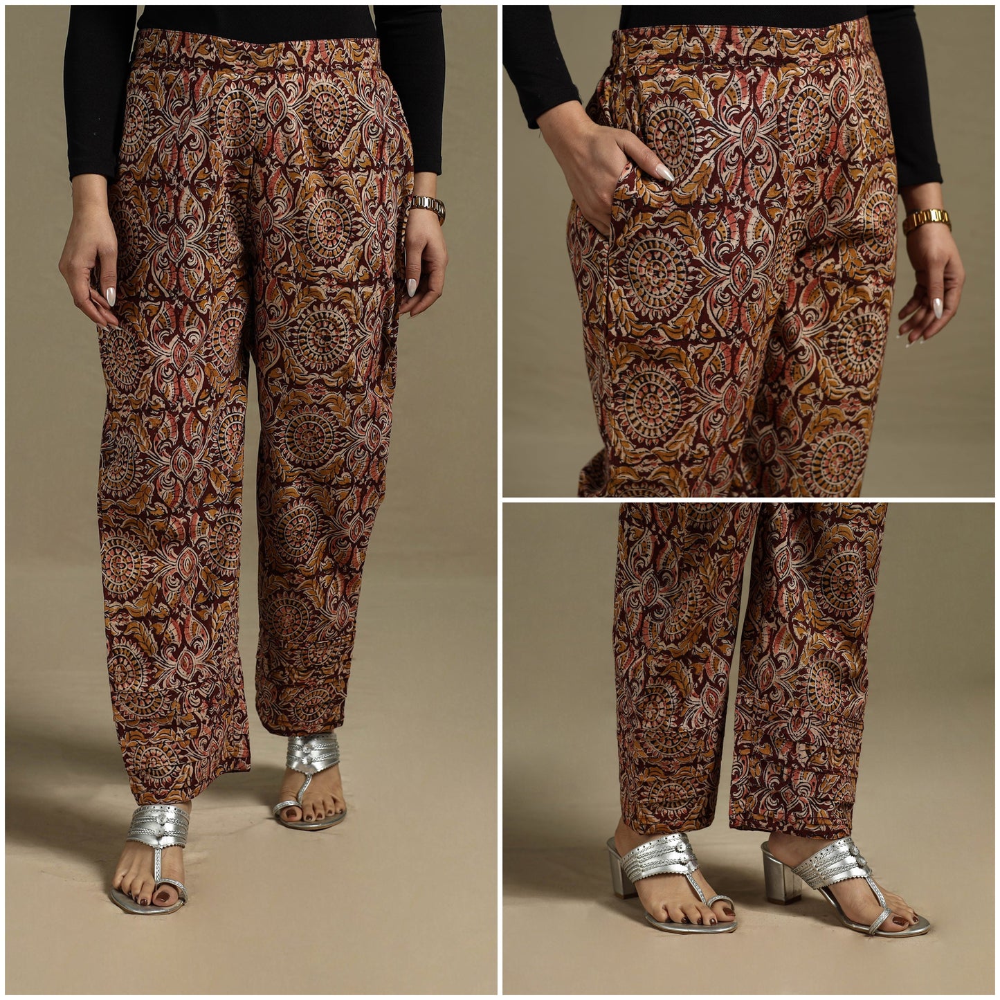 Pedana hand natural dyed cotton kalamkari pant 30