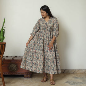 Pedana kalamkari printed cotton flared gher dress 08