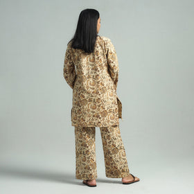 Pedana kalamkari block printed cotton co-ord set