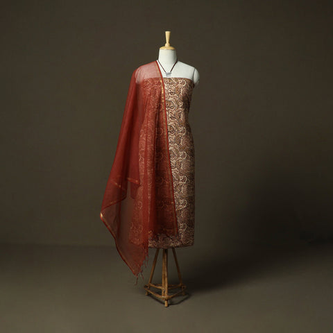 Pedana kalamkari hand block print natural dyed cotton 2pc