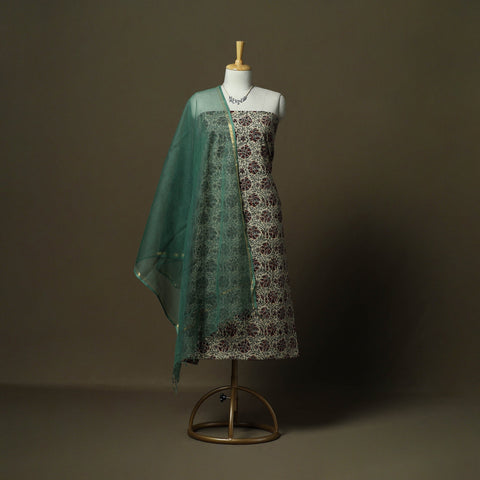 Pedana kalamkari hand block print natural dyed cotton 2pc