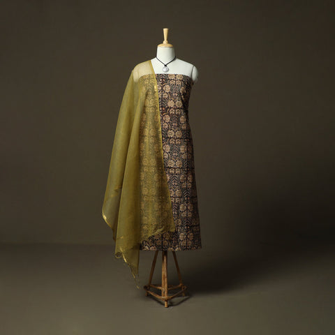 Pedana kalamkari hand block print natural dyed cotton 2pc