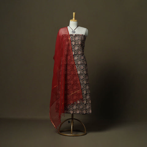 Pedana kalamkari hand block print natural dyed cotton 2pc