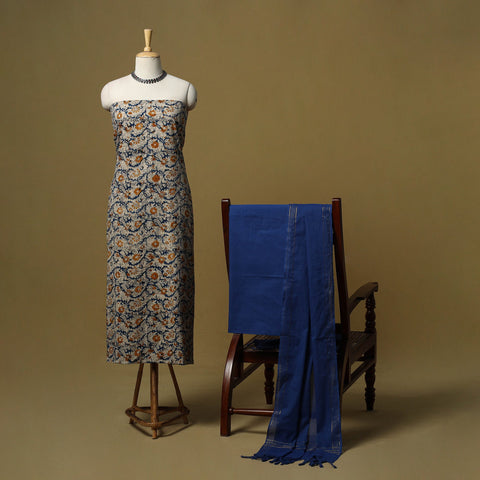 Pedana kalamkari hand block print natural dyed cotton 3pc