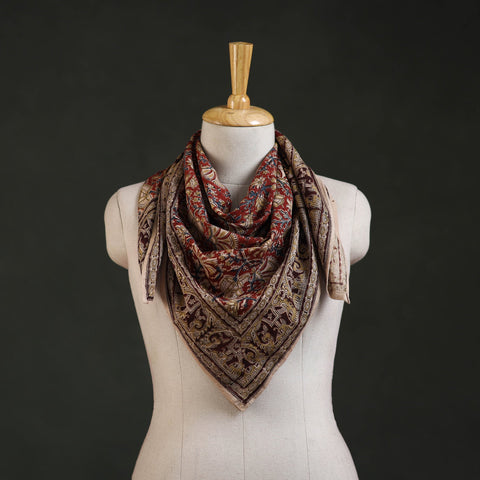 Pedana kalamkari hand block print natural dyed cotton scarf