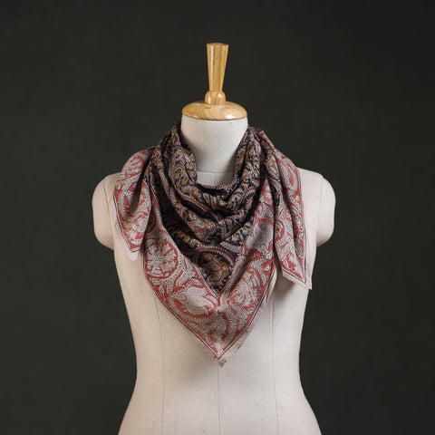 Pedana kalamkari hand block print natural dyed cotton scarf