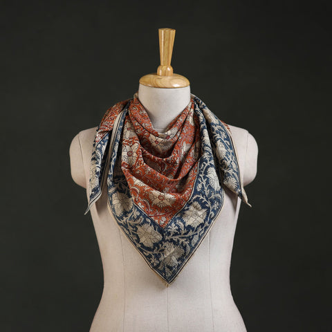 Pedana kalamkari hand block print natural dyed cotton scarf