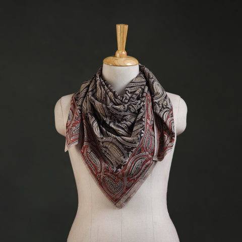 Pedana kalamkari hand block print natural dyed cotton scarf