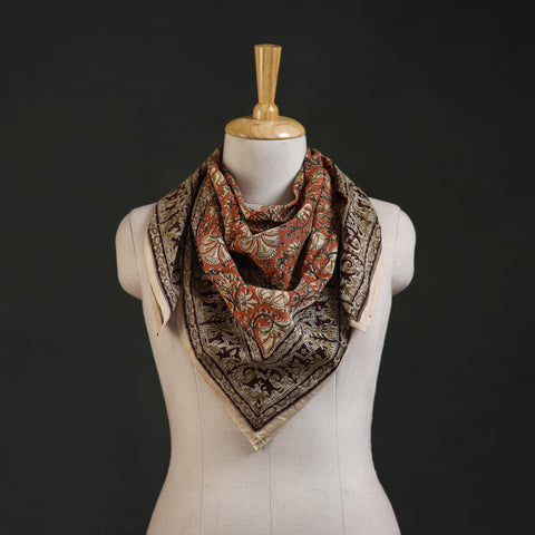 Pedana kalamkari hand block print natural dyed cotton scarf