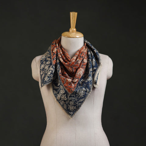 Pedana kalamkari hand block print natural dyed cotton scarf