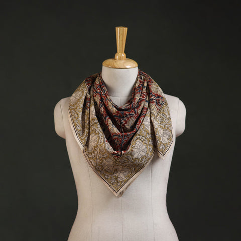Pedana kalamkari hand block print natural dyed cotton scarf