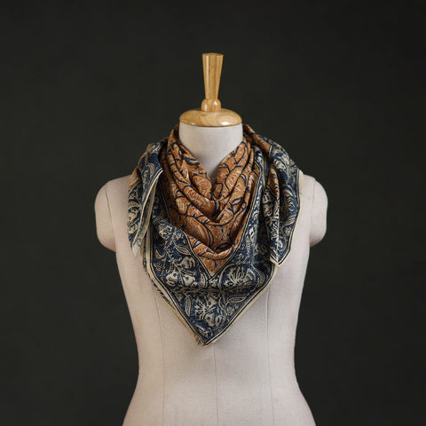 Pedana kalamkari hand block print natural dyed cotton scarf
