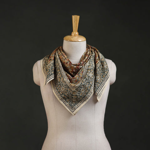 Pedana kalamkari hand block print natural dyed cotton scarf