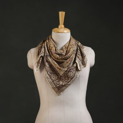 Pedana kalamkari hand block print natural dyed cotton scarf