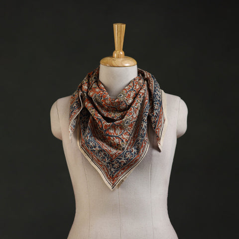 Pedana kalamkari hand block print natural dyed cotton scarf