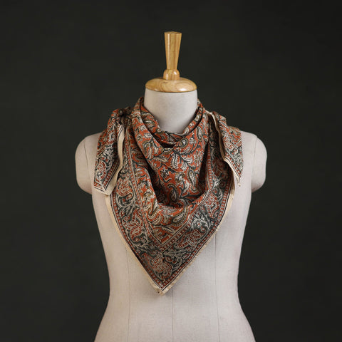 Pedana kalamkari hand block print natural dyed cotton scarf