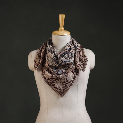 Pedana kalamkari hand block print natural dyed cotton scarf