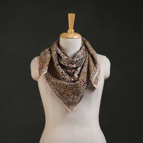 Pedana kalamkari hand block print natural dyed cotton scarf