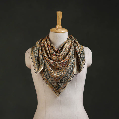 Pedana kalamkari hand block print natural dyed cotton scarf