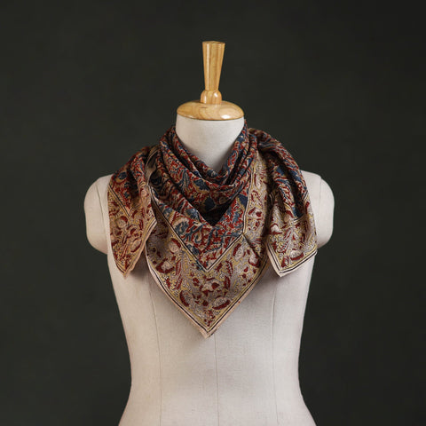Pedana kalamkari hand block print natural dyed cotton scarf